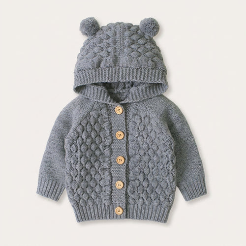 Bear Hood Knit Cardigan