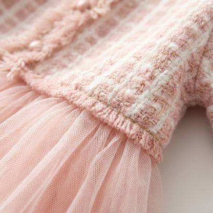 Long Sleeve Knit Tulle Dress