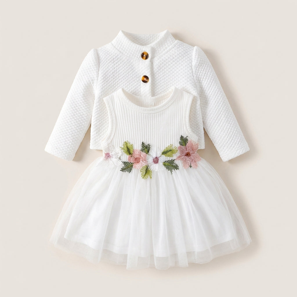 Baby Floral Dress and Cardigan Set