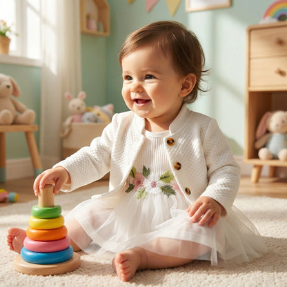 Baby Floral Dress and Cardigan Set