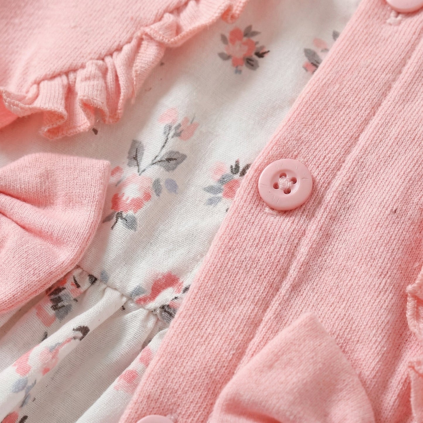 Pink Floral Bow Dress Set