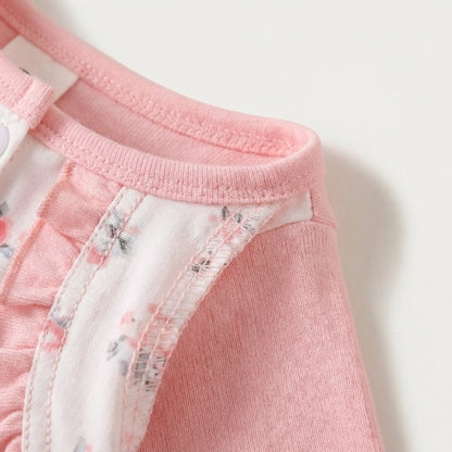 Pink Floral Bow Dress Set