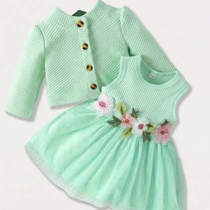 Baby Floral Dress and Cardigan Set