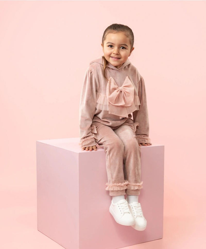 Caramelo Pink Velour Tracksuit Tulle Bow 0314199