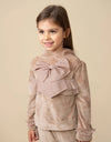 Caramelo Beige Velour Tracksuit With Tulle Bow 0314199