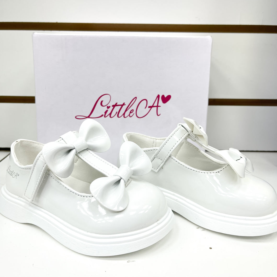 Little A BEAU Bright White Double Bow Shoe LA24501