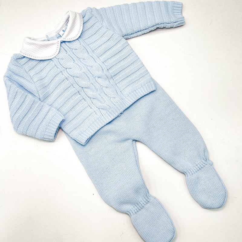 Sardon Baby Blue Knitted Jumper And Pants Set 024MC195