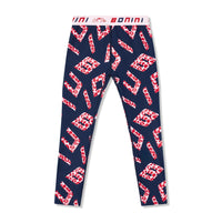 Bonini INSPIRE Navy Blue a letter Print Sport Legging BNA212