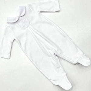 Blues Baby White Cotton All in One With Embroidery BB0037