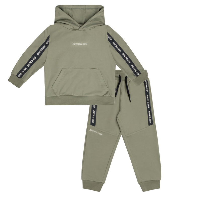 Mitch & Son CARSON Khaki Hoodie Tracksuit With Tape Detail MS24608