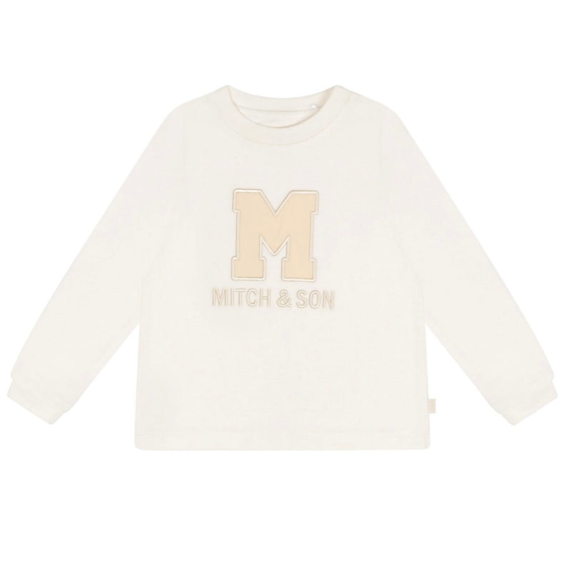 Mitch & Son ASHER Beige M Logo Long Sleeve Top MS24408