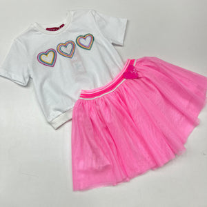 Agatha Pink Heart Tulle Skirt And Top Set 7TS6626 7SA1232
