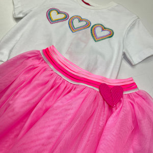 Agatha Pink Heart Tulle Skirt And Top Set 7TS6626 7SA1232
