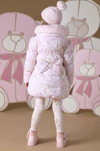 ADee STELLA Pink Faux Fur Hooded Teddy Print Jacket W243207