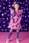 ADee TREASURE Hot Pink Hearts And Stars Print Frill Dress W244713