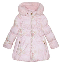 ADee STELLA Pink Faux Fur Hooded Teddy Print Jacket W243207