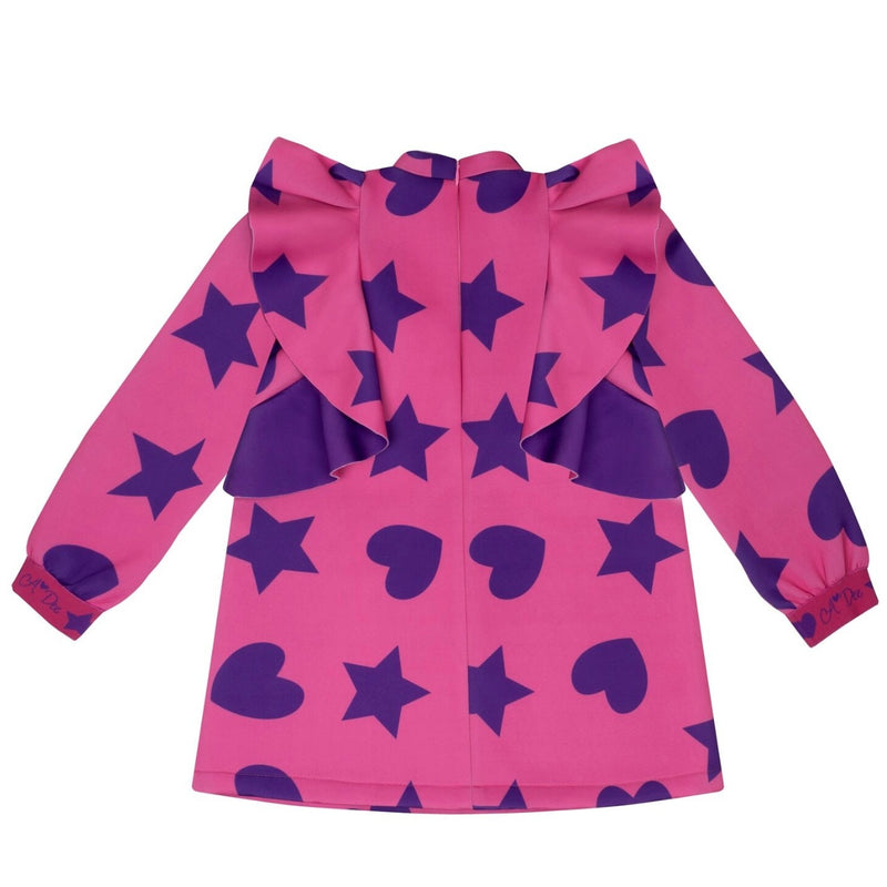 ADee TREASURE Hot Pink Hearts And Stars Print Frill Dress W244713