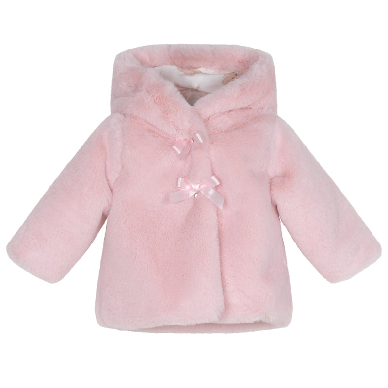 Little A GABRIELLA Baby Pink Faux Fur Hooded Jacket LA24304