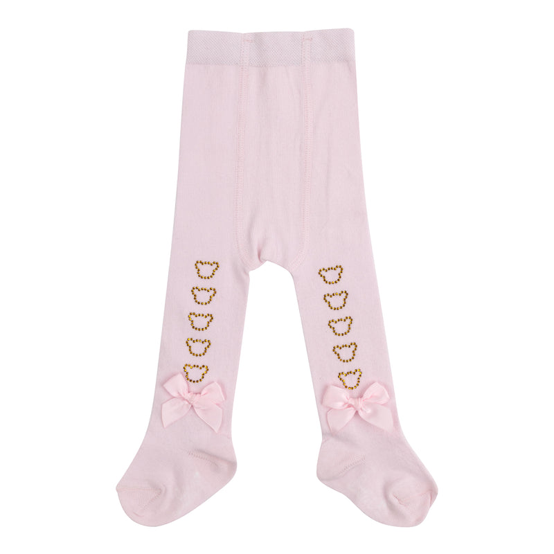 Little A GLADYS Baby Pink Diamanté Bear Tights LA24317