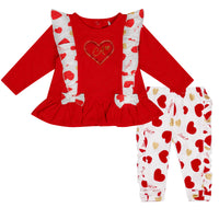 Little A HOLLY Red Heart Print Legging Set LA24404