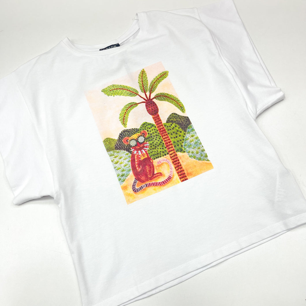 Fun Fun White animal print T-shirt FNJTS17102