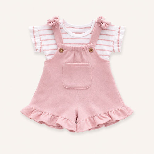 Pink Ruffle Romper Set