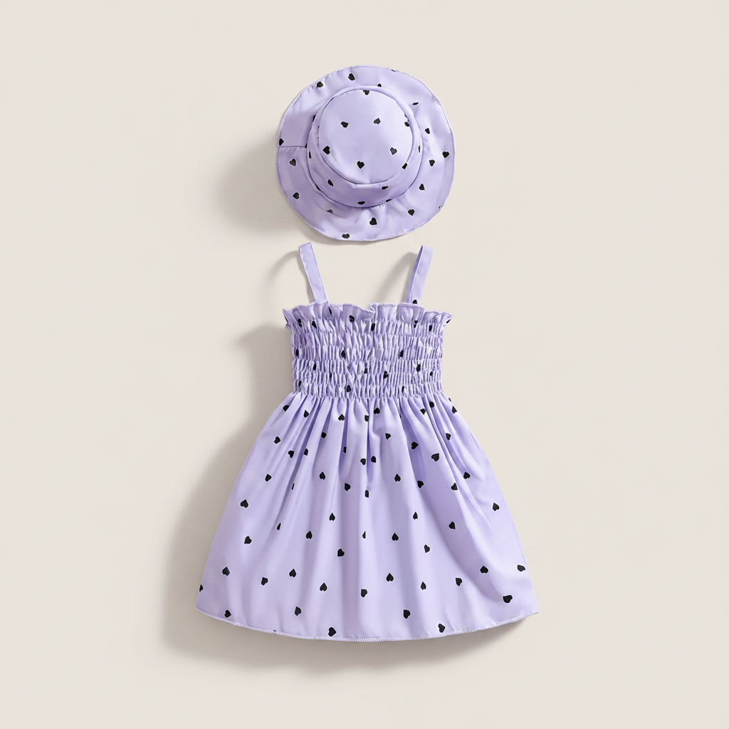 Heart Bow Hat Dress Set