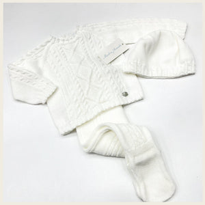 Martin Aranda Cream Knitted 3 piece Jumper, leggings & hat set