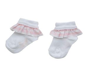Little A GRACELYNN Pale Pink Check Frill Ankle Sock LA23120