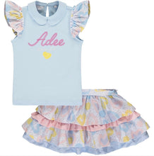 Load image into Gallery viewer, SS23 ADee VANESSA Sky Blue Pastel Heart Print Skirt Set S232508
