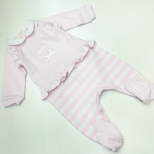 Tutto Piccolo Baby Girls Pink Pin Stripe Planet Baby Grow