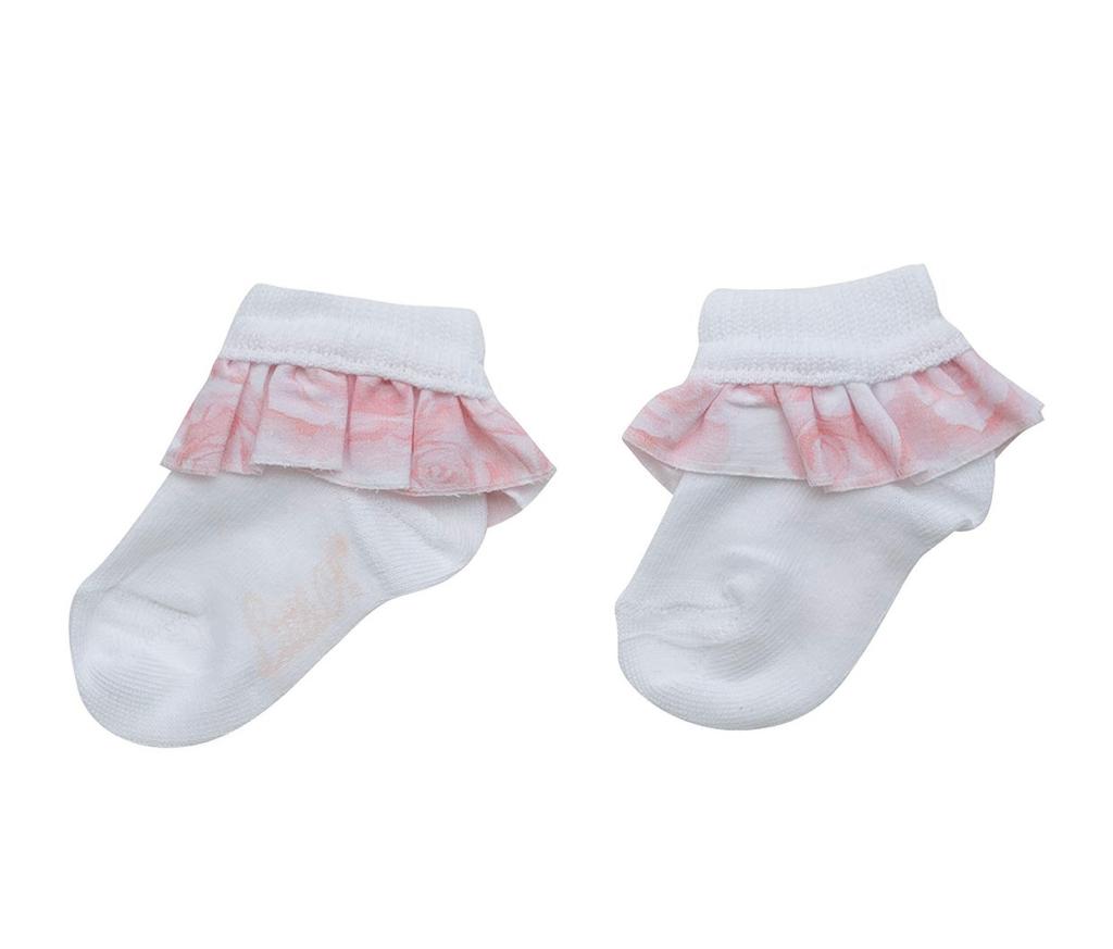 Little A GRACELYNN Bright White Floral Frill Ankle Sock SS23120
