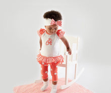 Load image into Gallery viewer, Little A HANNAH Bright Coral Check Detail Legging Set LA23205
