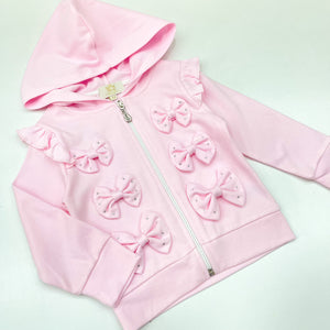 Caramelo Girls Pink diamante Bow Zip up Hoodie 0314148