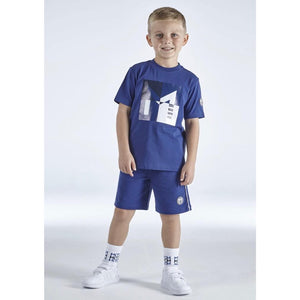 Mitch PALMA IBIZA Navy Blue Square Logo T-shirt And Shorts Set SS23404 SS23603