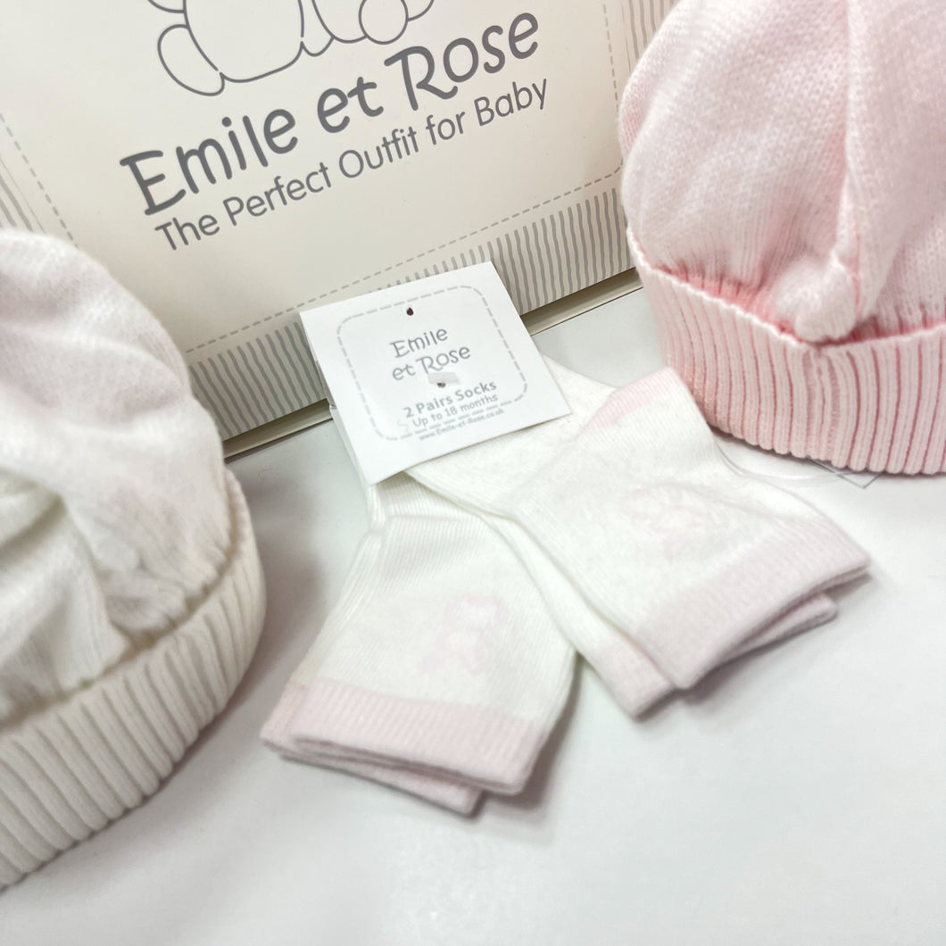 Emile et rose Baby Girls Pink & white Socks