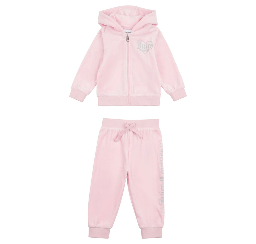Juicy couture Baby Girls Pink Velour Zip Up Tracksuit