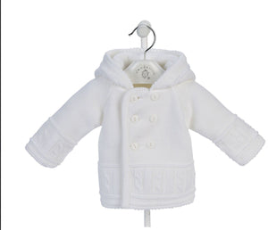 Dandelion Baby White Knitted Cardigan with Hood