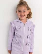 Load image into Gallery viewer, Caramelo Girls Lilac Diamante Bow Zip Up Hoodie 0314148
