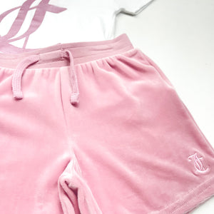Juicy Couture Girls White T shirt and Velour Short Set
