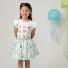 Load image into Gallery viewer, Caramelo Girls Mint Green Seashell Print Skirt Set   012287
