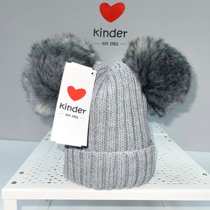 Kinder grey knitted Bobble hat