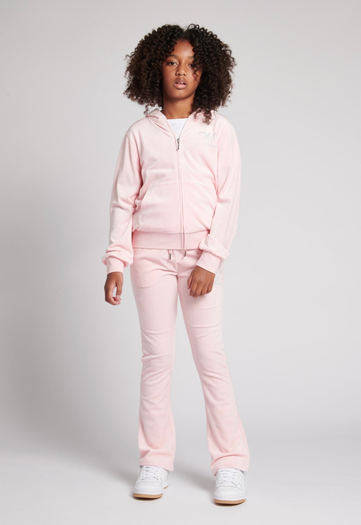 Juicy Couture Pink diamanté zip up tracksuit with flare jog pants – Scamps  Kidswear
