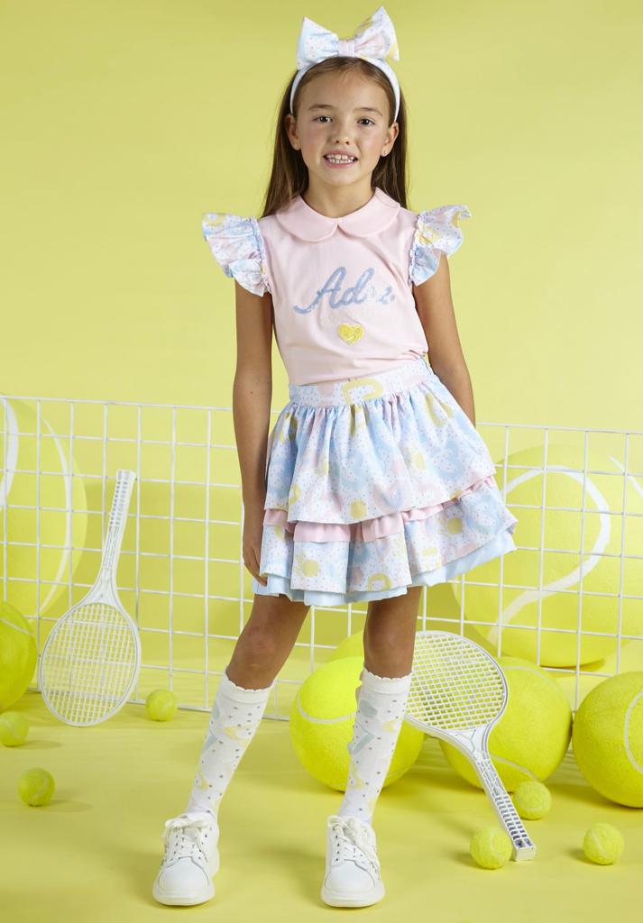 SS23 ADee VANESSA Pale Pink Pastel Heart Print Skirt Set S232508