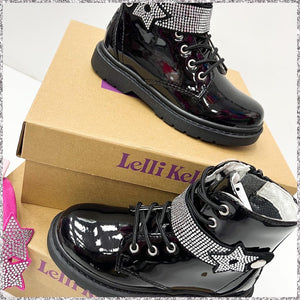 Lelli Kelly black patent strap boots