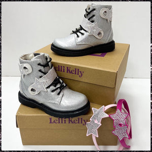 Lelli Kelly silver glitter strap boots