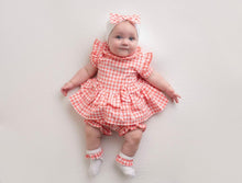 Load image into Gallery viewer, Little A HALO Bright coral Check Bloomer Set LA23207
