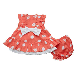 Little A HEALY Bright Coral Polka Dot Dress LA23209