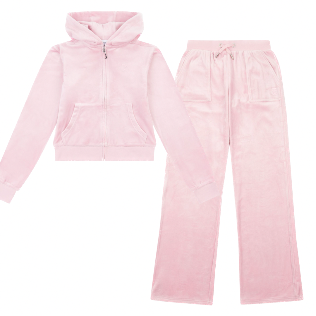 Juicy Couture Pink diamanté zip up tracksuit with flare jog pants