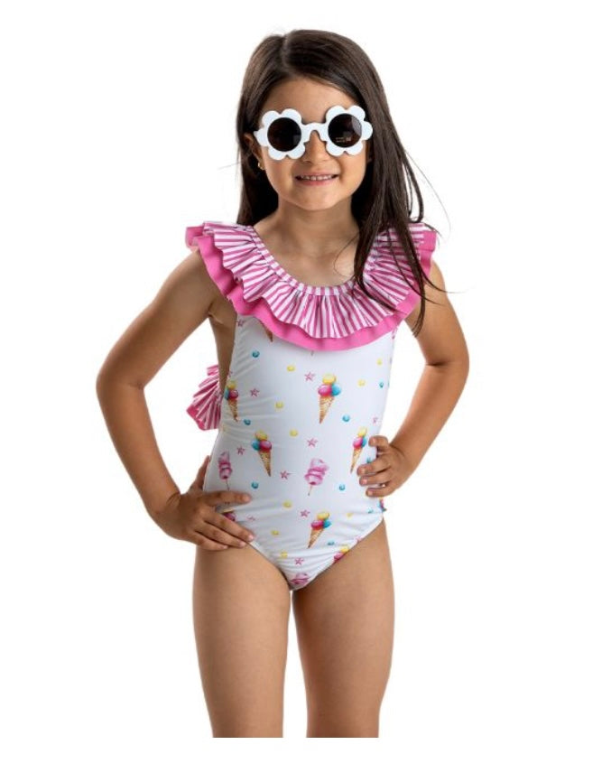 Meia Pata Ice Cream Print Cross Over Swimming Costume